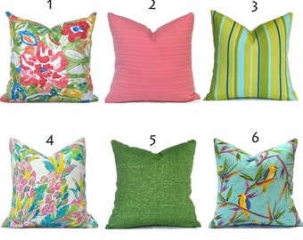 Decorative Outdoor Pillow Covers with Zippers, Budget-Friendly and Quick Delivery, Pink and Green You Choose