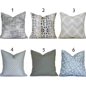 Indoor Pillow Covers with Zippers, Washable, Quick Shipping, Pick Your Favorite Grey