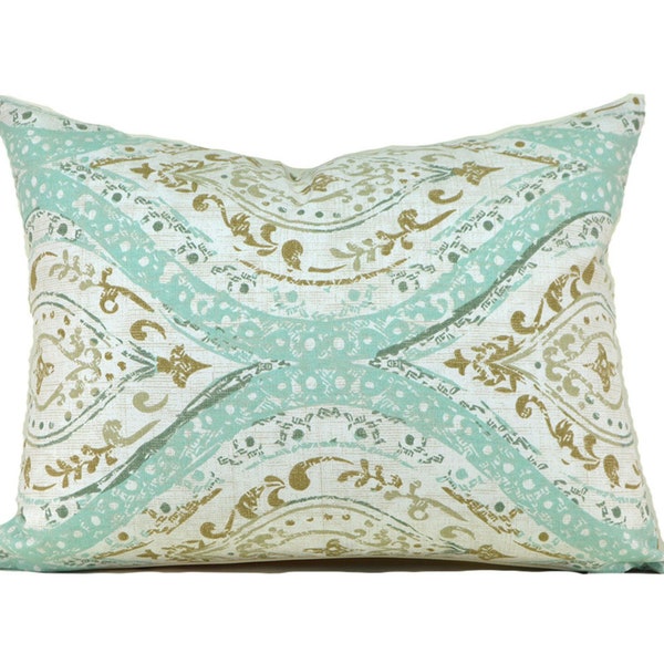 CLEARANCE 16"x12" Indoor Lumbar Pillow Cover Decorative Robins Egg Blue Ariana Spa