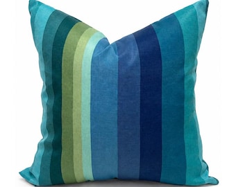 Outdoor Pillow Cover with Zippers, Easy to Use & Washable, Navy Blue, Turquoise Islip Teal