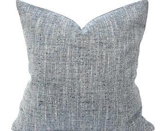 Blue Linen Pillow Cover, Woven Texture, Banter Mica