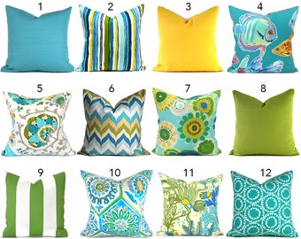 Indoor/Outdoor Turquoise Outdoor Pillows ANY SIZE Outdoor Pillow Covers Decorative Pillows Outdoor Cushion Covers OD You Choose