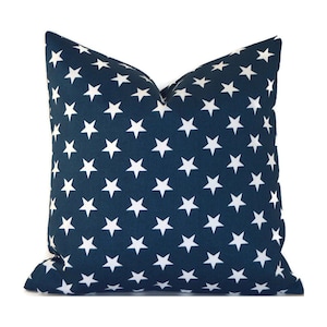 Decorative Outdoor Pillow Cover with Zippers, Easy to Use & Washable, Pick Your Sizes, Stars Oxford Blue