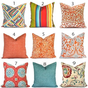 Outdoor Pillow Covers with Zippers, Easy to Change, Affordable Style, Quick Shipping, Orange You Choose