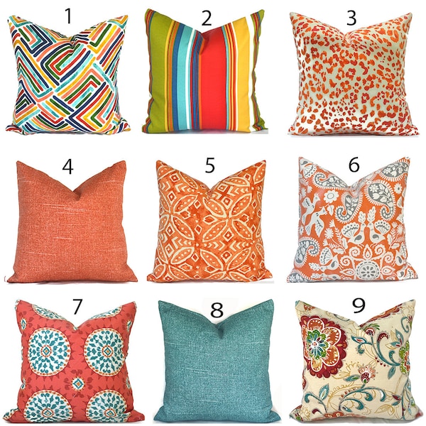 Outdoor Pillow Covers with Zippers, Easy to Change, Affordable Style, Quick Shipping, Orange You Choose