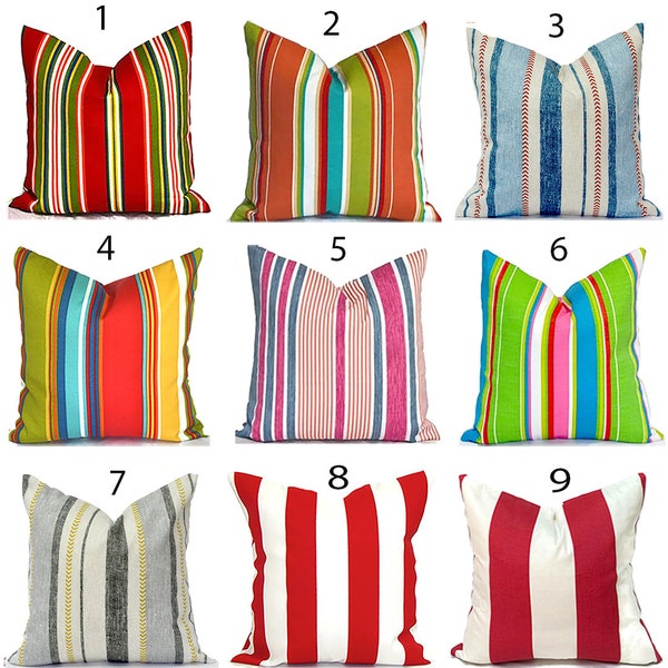 Outdoor Pillow Covers Quickly Delivered, Budget-Friendly, Decorative with Zippers, Red Stripe, You Choose