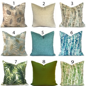 Zippered Outdoor Pillow Covers Quickly Delivered, Budget-Friendly, Turquoise Blue, Green and Brown You Choose