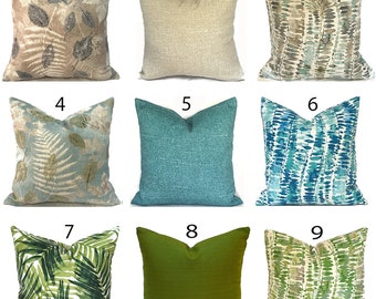 Zippered Outdoor Pillow Covers Quickly Delivered, Budget-Friendly, Turquoise Blue, Green and Brown You Choose