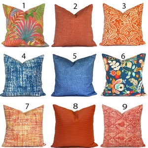 Outdoor Pillow Covers with Zippers, Easy to Change, Affordable Style, Quick Shipping, Orange and Navy Blue You Choose