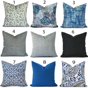 Decorative Outdoor Pillow Cover with Zippers, Easy to Use & Washable, Pick Your Favorite Blue