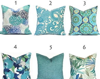 Outdoor Pillow Covers Quickly Delivered, Budget-Friendly, Decorative with Zippers, Turquoise Blue You Choose