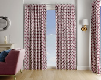 Curtains 2 Panels Each 50" Wide  / Any Length / Custom Made Rod Pocket Window Treatments in Shibori Raspberry