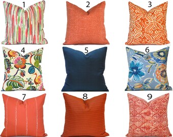 Outdoor Pillow Covers Decorative Home Decor Burnt Orange and Navy Designer Throw Pillow Covers You Choose Outdoor