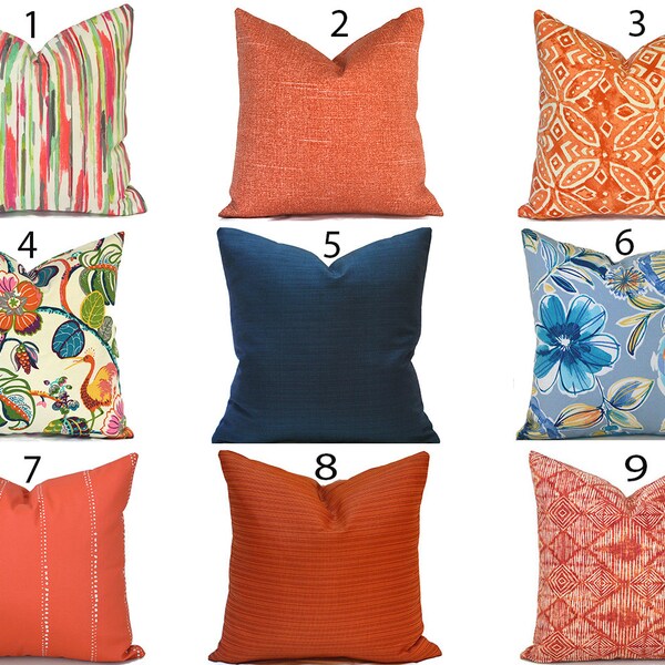 Blue Orange Pillow Etsy