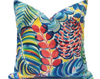 Outdoor Pillow Covers with Zippers, Easy to Change, Affordable Style, Quick Shipping, Multi Floral Beach Access Calypso