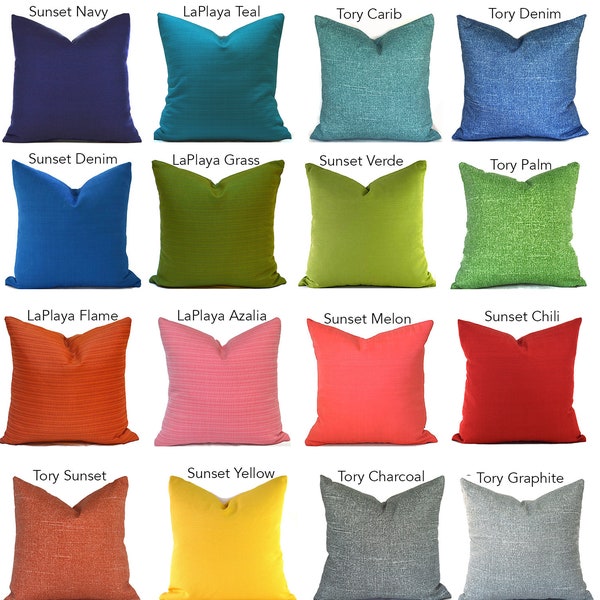 Decorative Outdoor Pillow Covers with Zippers, Budget-Friendly and Quick Delivery, Solids You Choose