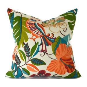 Outdoor Pillow Covers with Zippers, Affordable Home Decor, Easy to Use, Quick Delivery, Orange and Green Lensing Jungle