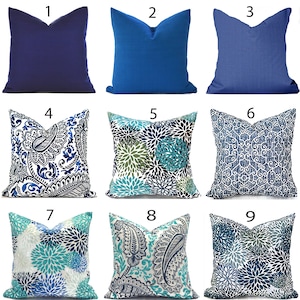 Outdoor Pillow Cover with Zippers, Easy to Use & Washable, Pick Your Favorite Blue