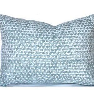 CLEARANCE 16&quot;x12&quot; Indoor Lumbar Pillow Cover Pale Blue Zoey Spa