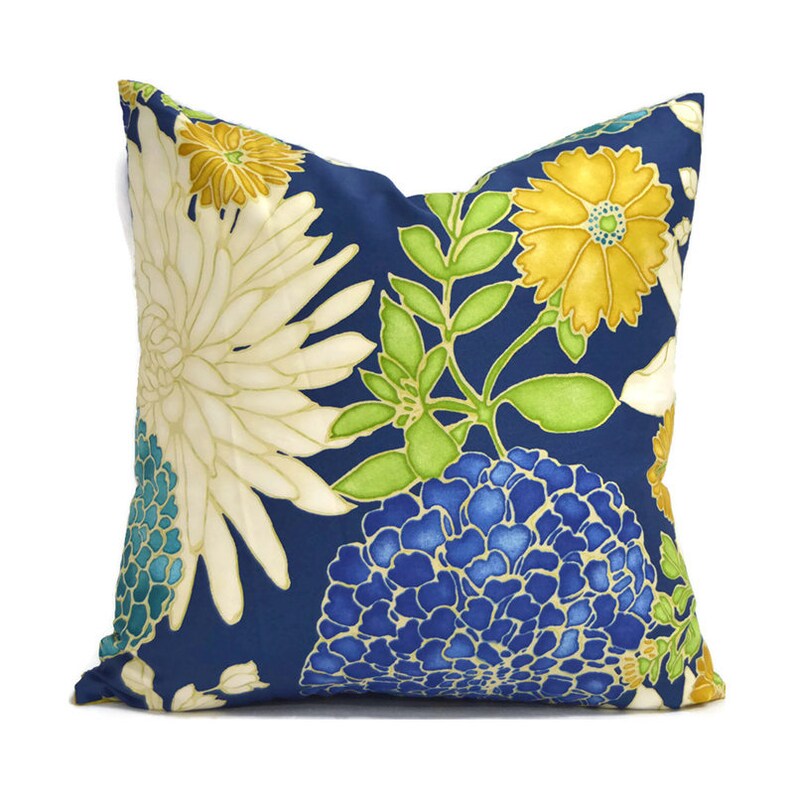 Indoor Pillow Covers Decorative Home Decor Blue Floral Etsy