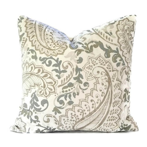 grey paisley throw pillows