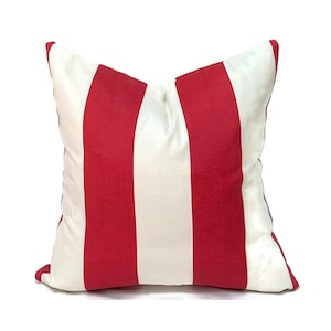 Outdoor Pillow Covers with Zipper, Washable, Quick Shipping, Cabana Stripe Red and Off White