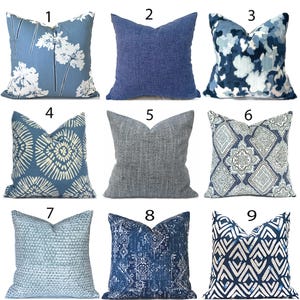 Indoor Pillow Cover with Zippers, Shades of Blue, Pick Your Favorites