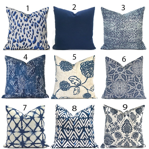 Indoor Pillow Covers Decorative Home Decor Navy Blue Designer You Choose