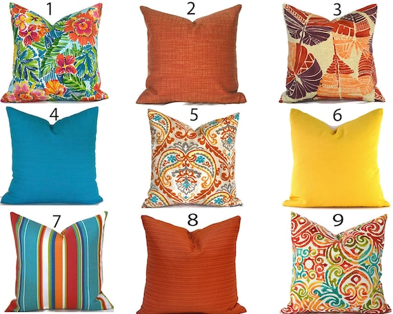 Outdoor Pillow Covers With Zippers, Easy to Change, Affordable Style, Quick  Shipping, Turquoise Blue and Orange You Choose 
