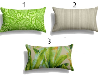 CLEARANCE  24"X12" Limited Edition Outdoor Decorative Lumbar Green Floral Tropical Pillow Covers