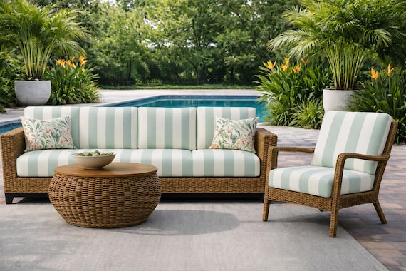 Outdoor Furniture Cushion Covers for Chairs, Benches, Porch Swings, Day Beds, Window Seats, Any Size, Any Fabric From Our Studio