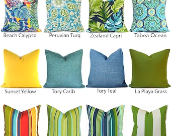 Outdoor Pillow Covers with Zippers, Washable, Quick Ship, Green, You Pick