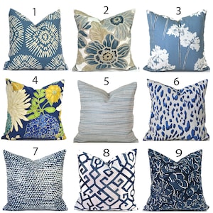 Zippered Indoor Pillow Covers Quickly Delivered, Budget-Friendly, Washable, Shades of Blue, You Choose