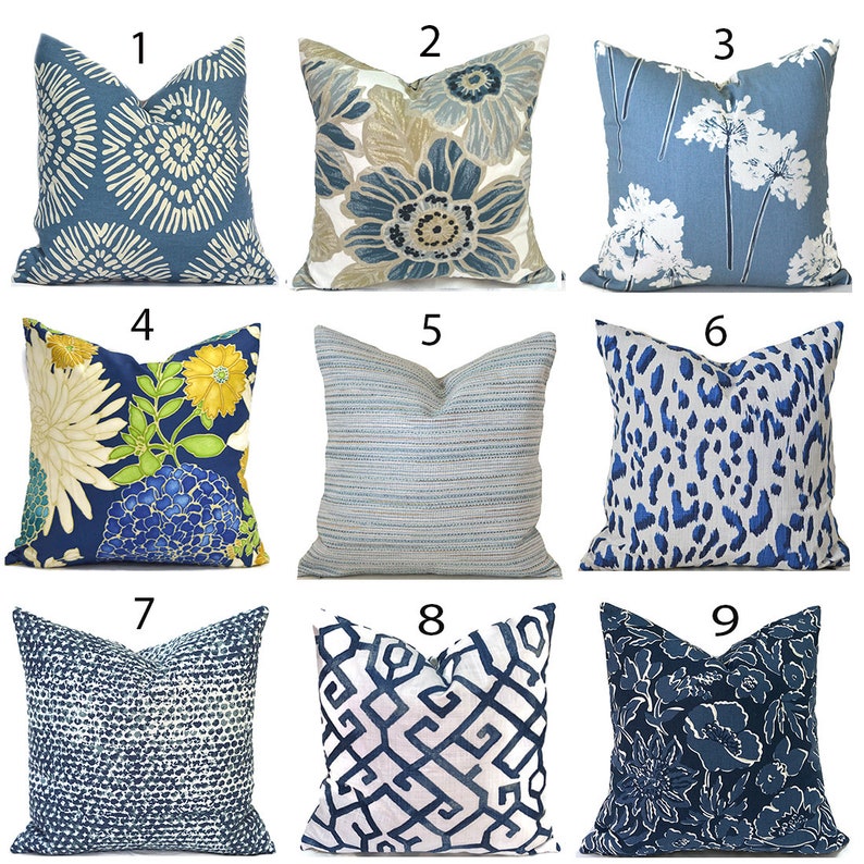 Zippered Indoor Pillow Covers Quickly Delivered, Budget-Friendly, Washable, Shades of Blue, You Choose image 1