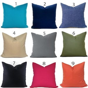 Indoor Solid, Zippered Pillow Covers, Washable, Fast Shipping, You Choose