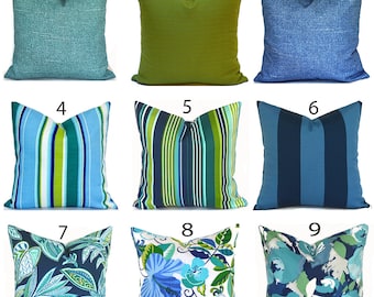 Outdoor Pillow Covers with Zippers, Easy to Use, Affordable Style, Swift Delivery!  Blue and Green You Choose