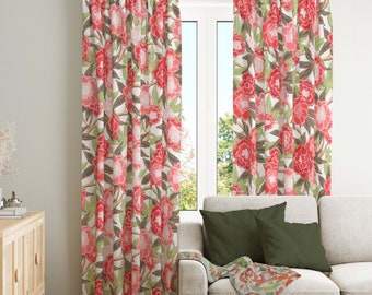 Curtains 2 Panels Each 50" Wide  / Any Length / Custom Made Rod Pocket Window Treatments / Peony Coral