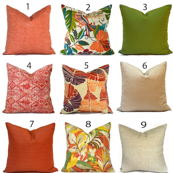 Zippered Outdoor Pillow Covers Quickly Delivered, Budget-Friendly, Brown, Green and Orange You Choose