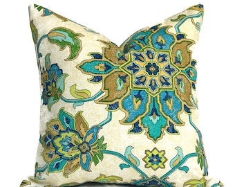 Indoor Pillow Covers Decorative Home Decor Green Floral Designer Throw Pillow Cover Brooklyn Ocean