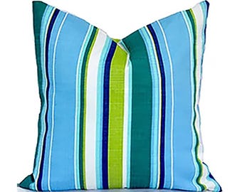 Outdoor Pillow Cover with Zippers, Easy to Use & Washable, Covert Capri Blue