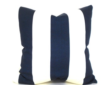 Outdoor Pillow Covers with Zippers, Easy to Use, Affordable Style, Swift Delivery!  Navy Blue Stripe