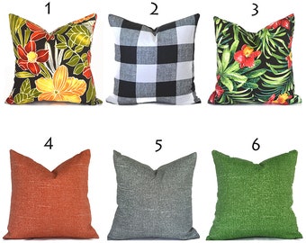 Outdoor Pillow Covers with Zippers, Easy-Use, Affordable Style, Swift Delivery!  Black Green and Orange You Choose