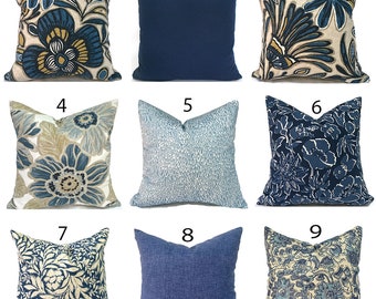 Indoor Navy Blue Zippered Pillow Covers, Fast Delivery, Affordable and Machine Washable, You Choose