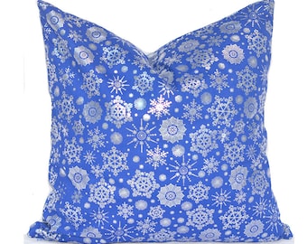 Indoor Holiday Pillow Covers Decorative Home Decor Royal Blue Christmas Winter Designer Throw Pillow Covers Snowstorm