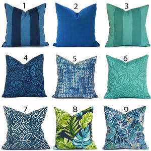 Decorative Outdoor Pillow Covers with Zippers, Budget-Friendly and Quick Delivery, Navy and Turquoise You Choose