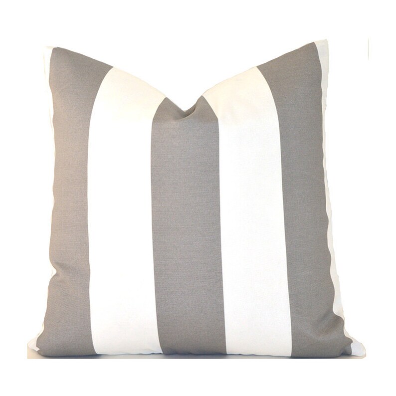 Outdoor Pillow Covers Decorative Home Decor Grey Stripe Etsy