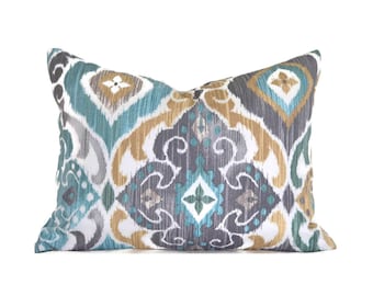 CLEARANCE 16"x12" Outdoor Lumbar Pillow Cover Decorative Blue Fresca Mist