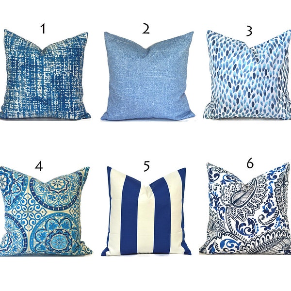 Blue Outdoor Pillow Etsy