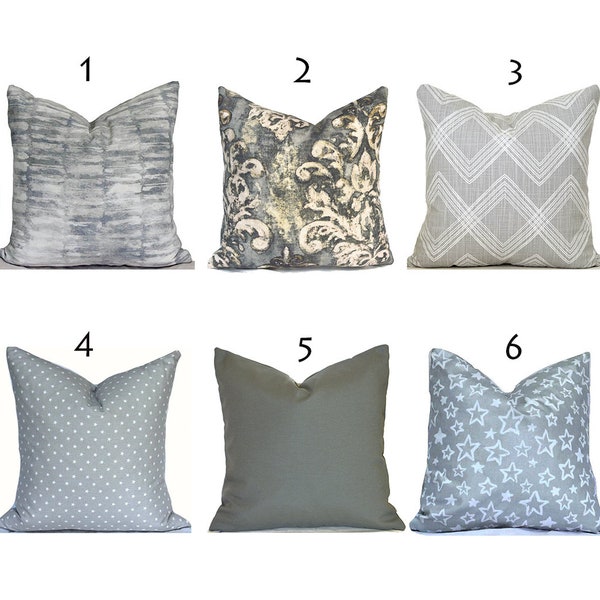 Indoor Pillow Covers Decorative Home Decor Gray Designer Throw Pillow You Choose Gray