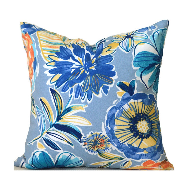 Outdoor Pillow Covers Decorative Home Decor Blue Burnt Orange Etsy